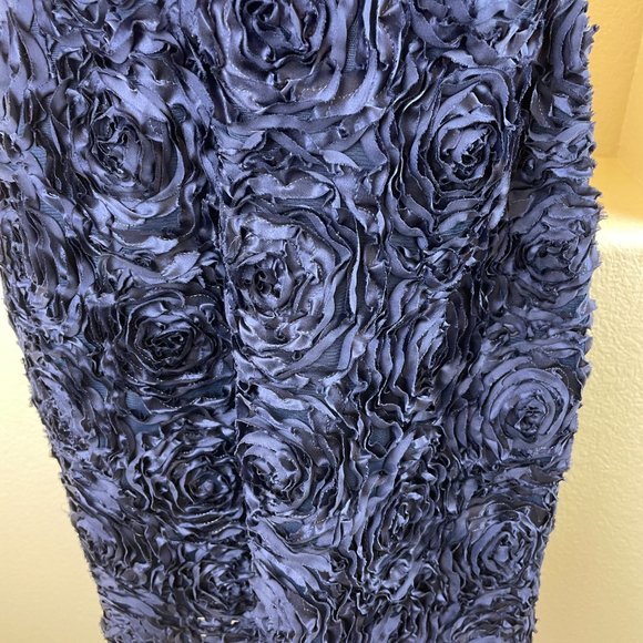 Badgley Mischka 100% Silk Ruffled Beaded‎ Strapless Corset Dress, Blue NWT 4 - Picture 3 of 16